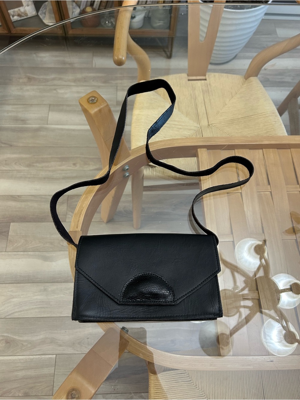 Vintage Genuine Leather Black Crossbody Bag